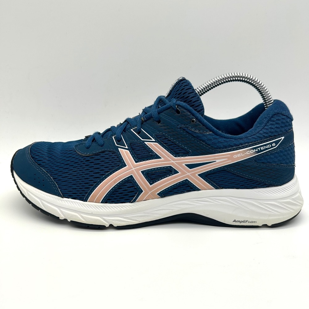 ASICS Gel-Contend 6 Running Shoes Womens 10 Blue Rose Gold Athletic 1012A570